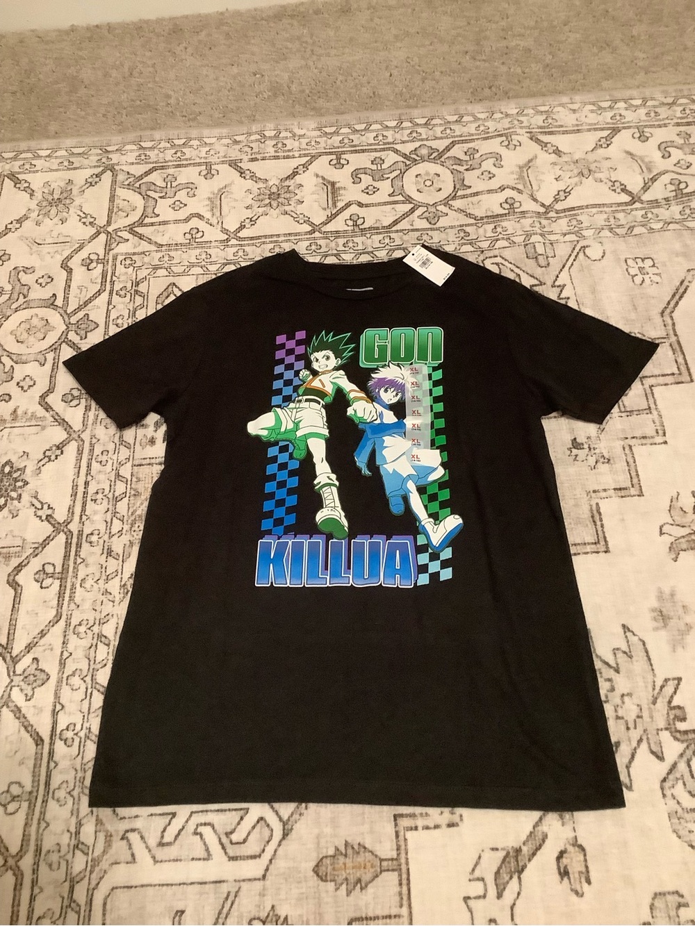 Hunter Kids Graphic Black Tee with Green & Blue Accents